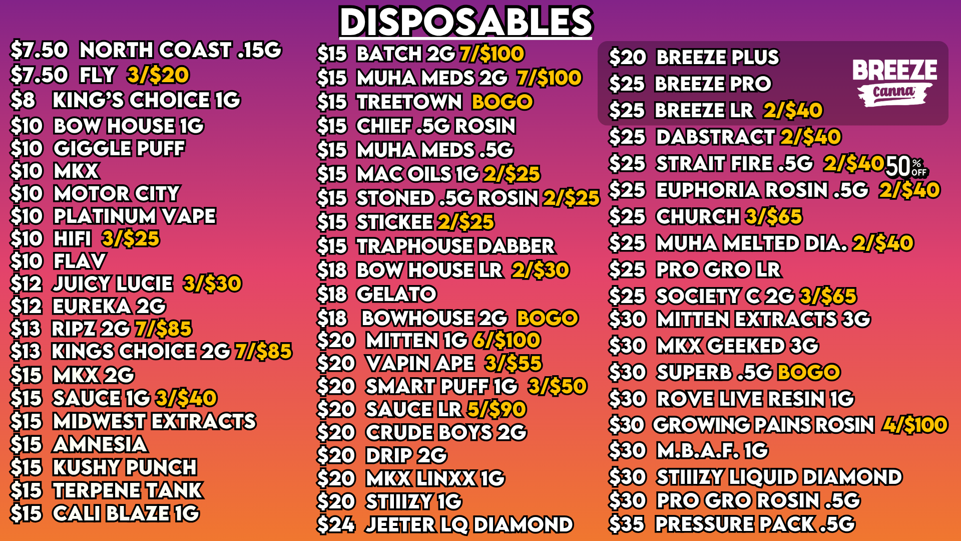 Disposables 625