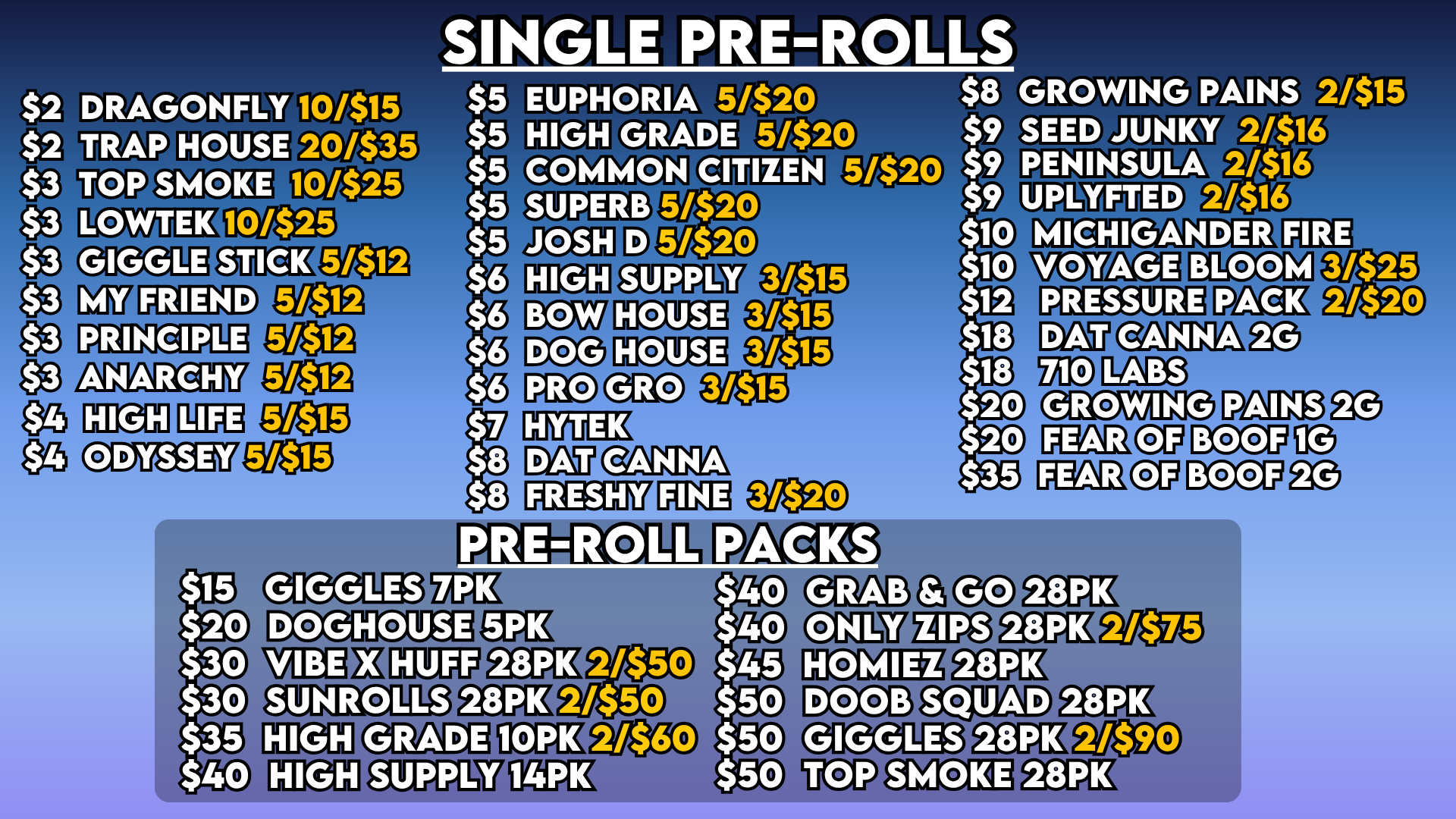 PREROLLS – 625 LE