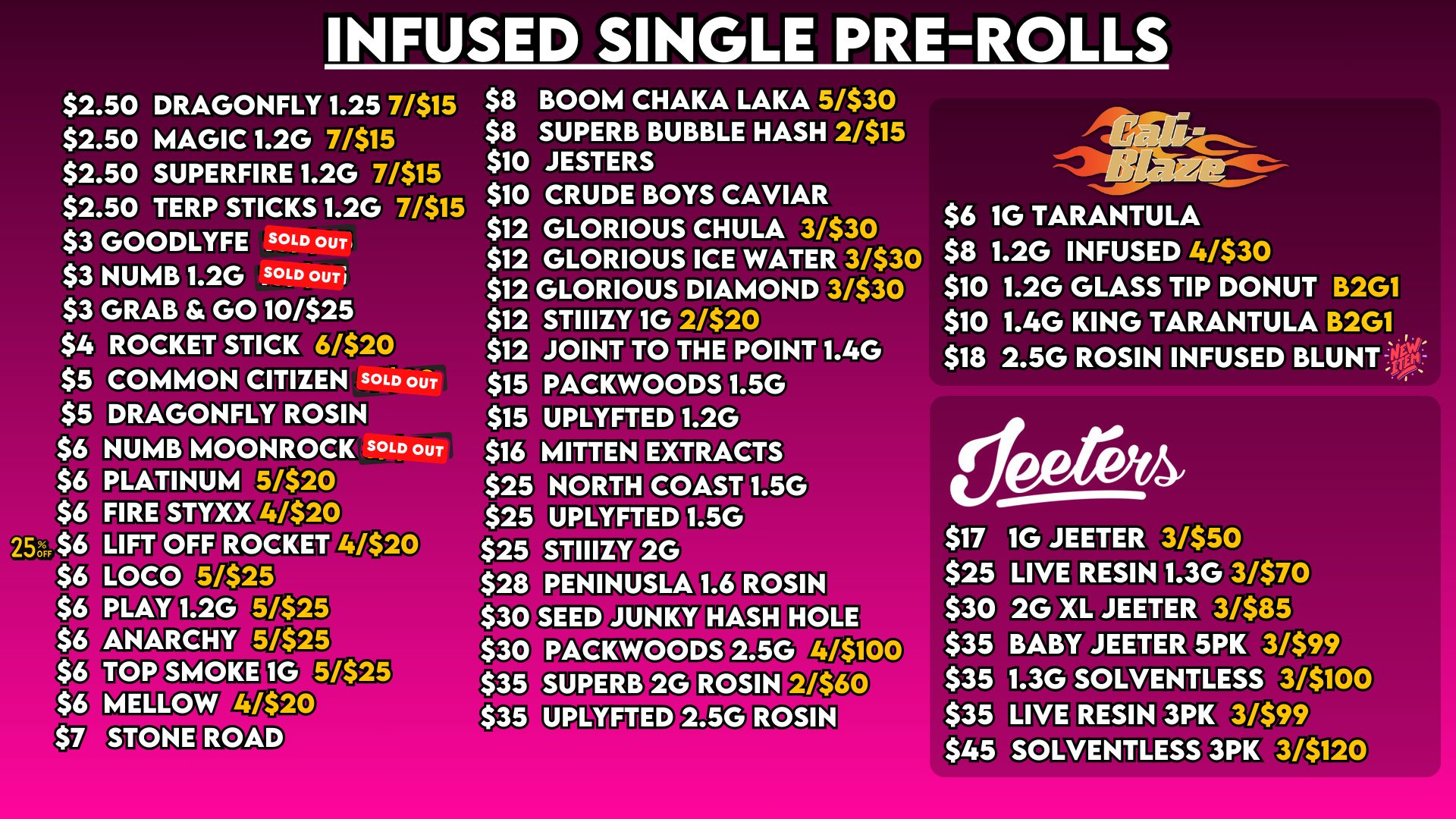 INFUSED SINGLE PREROLLS 712 LE