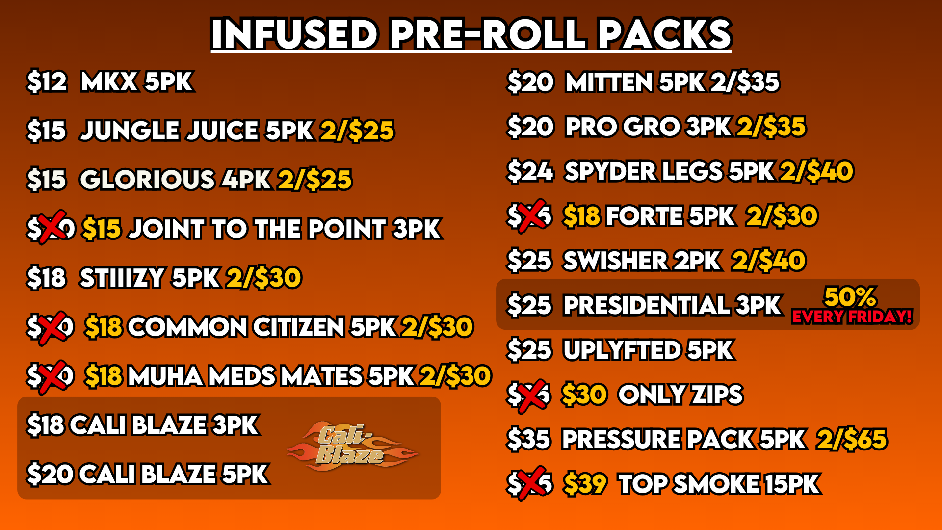 INFUSED PREROLLS PACKS 1013