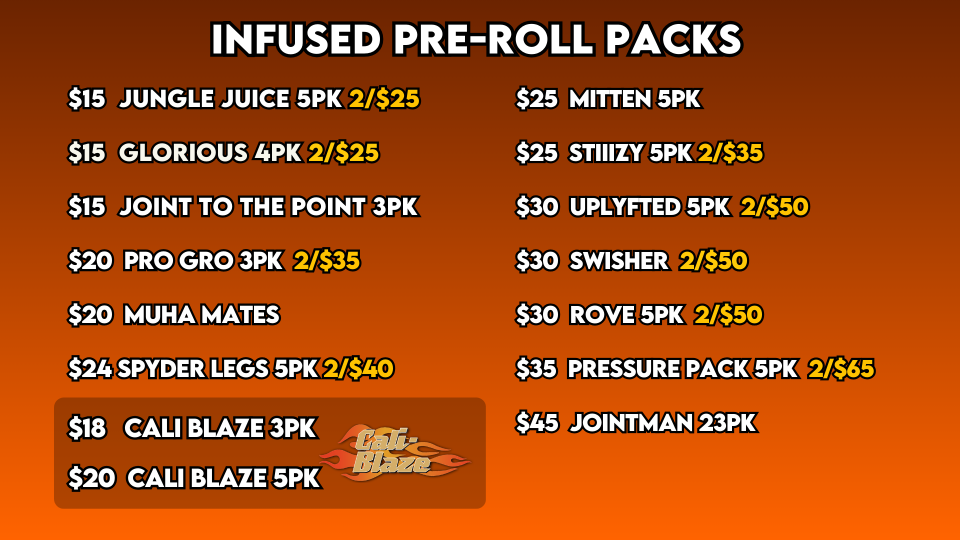 INFUSED PREROLLS PACKS 220