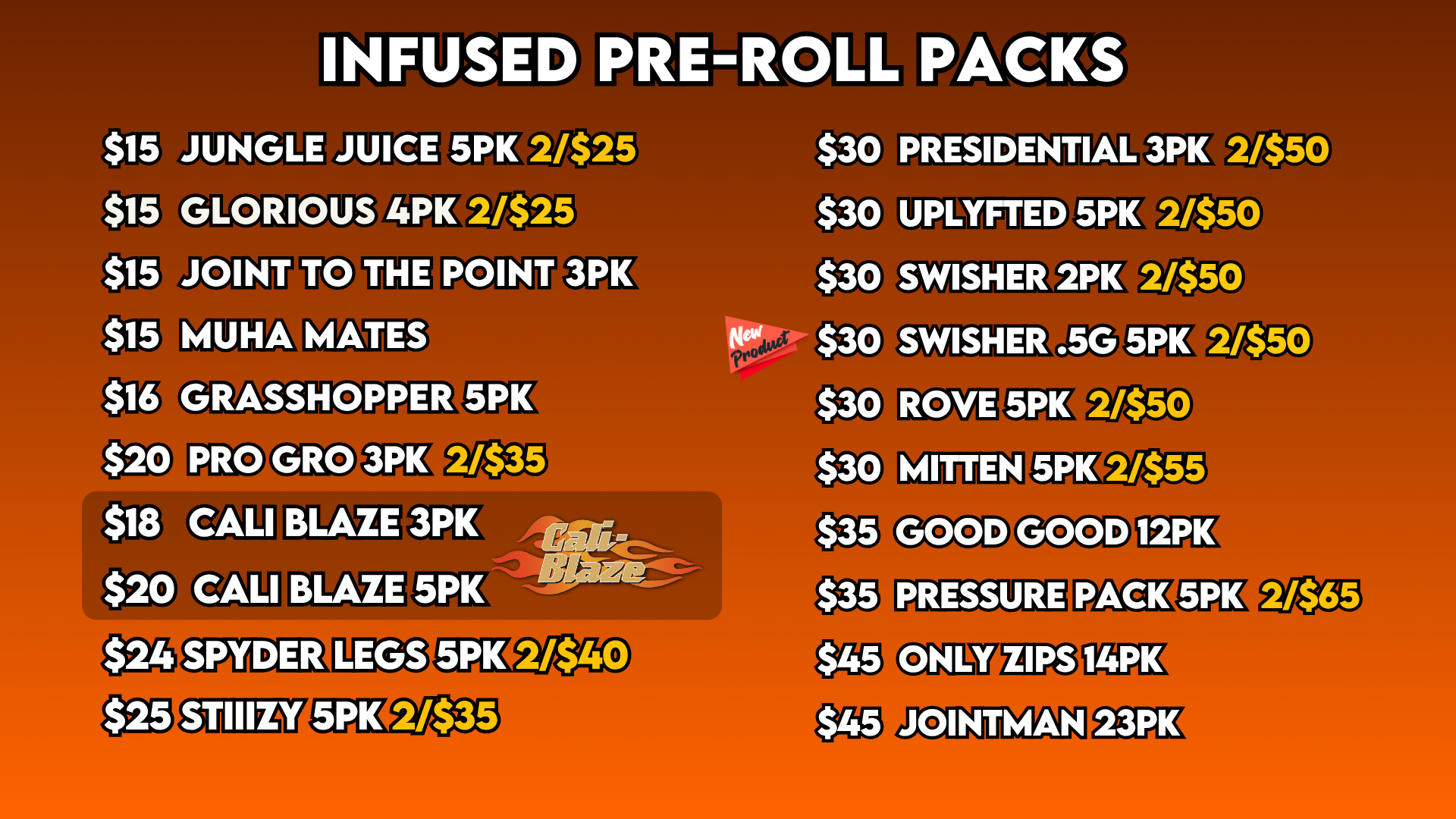 INFUSED PREROLLS PACKS 321
