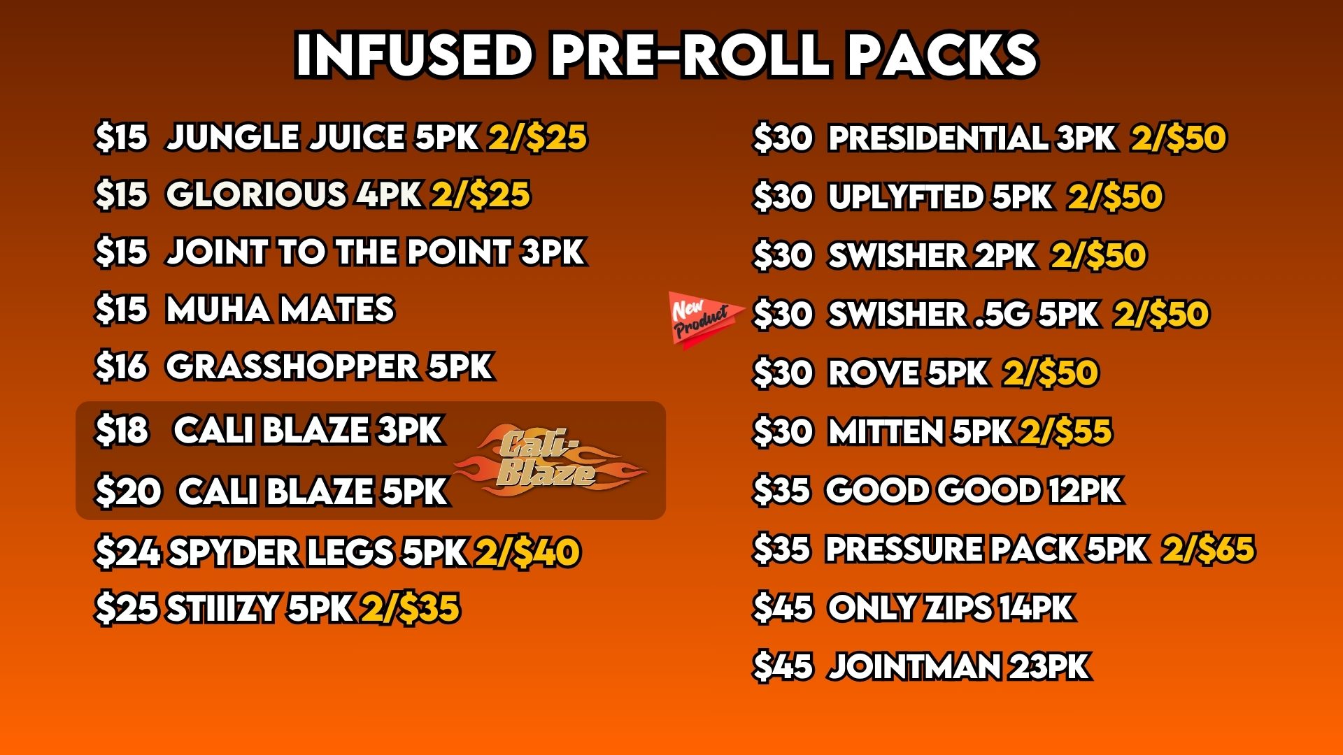 INFUSED PREROLLS PACKS 413