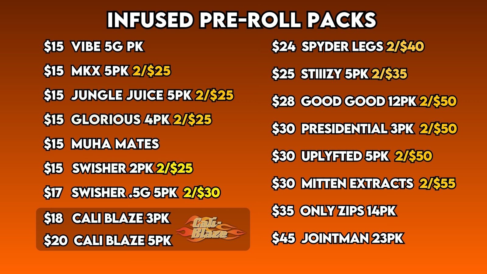 INFUSED PREROLLS PACKS 820