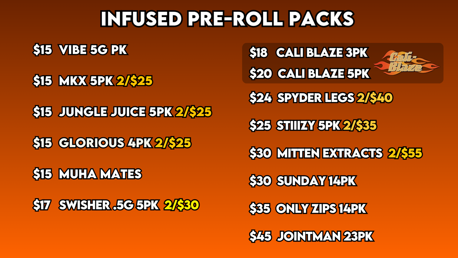 INFUSED PREROLLS PACKS 920