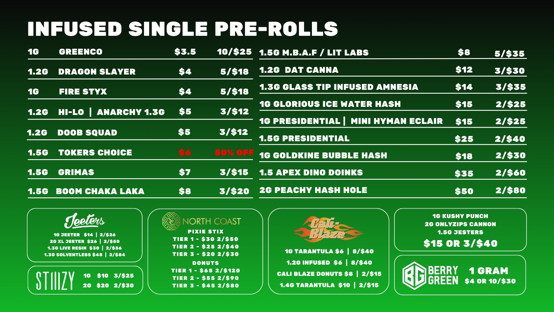 infused pre rolls singles